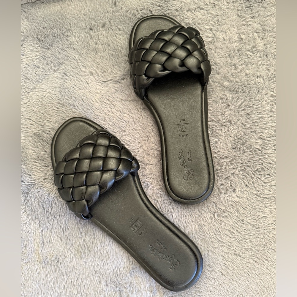 Seychelles Black Braided Slide Sandals
